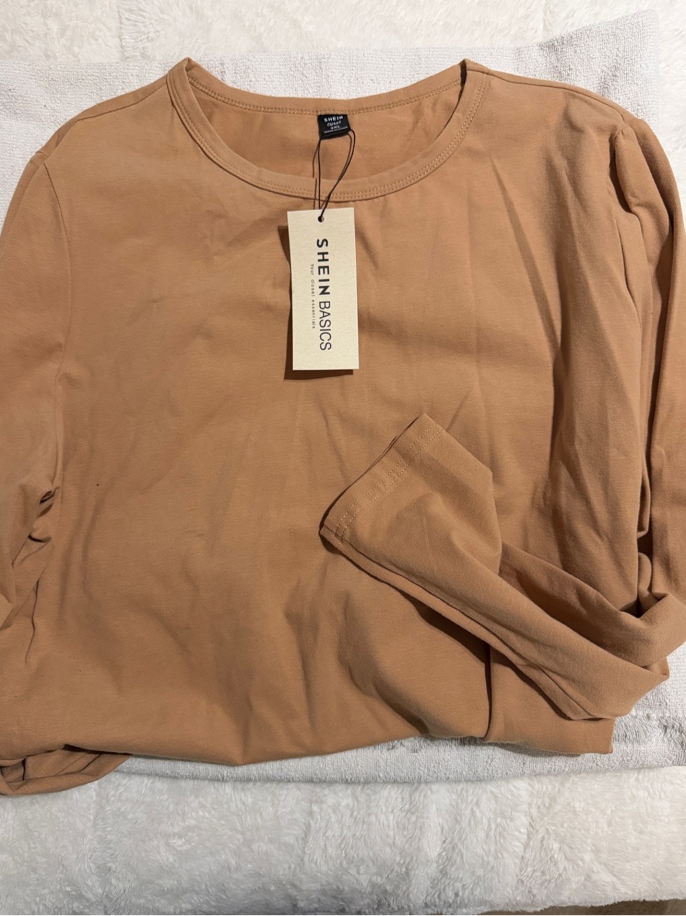 SHEIN Tan Long Sleeve Basic Top